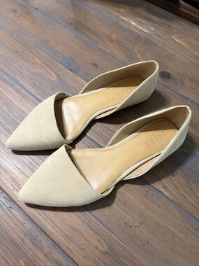 J. Crew D'Orsay Pointed Flats in Light Beige Suede